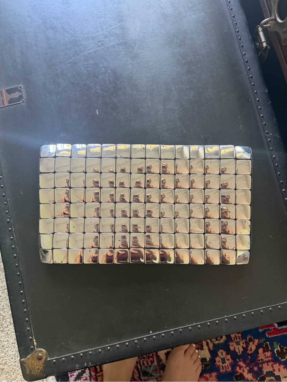 Ted Baker Silver Mosaic Tile Clutch
